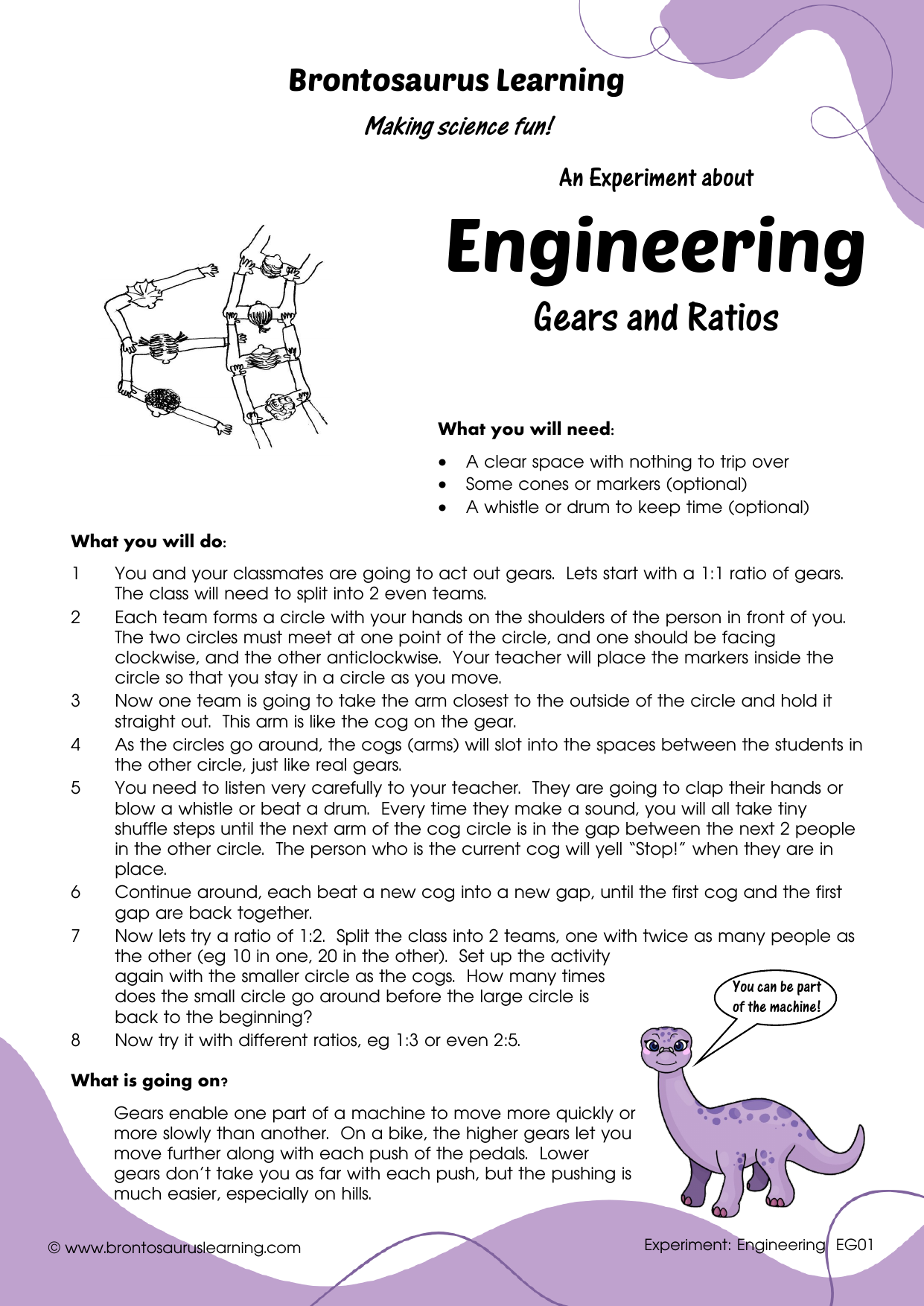 Student resource page preview for Engineering Experiment: Gears and Ratios