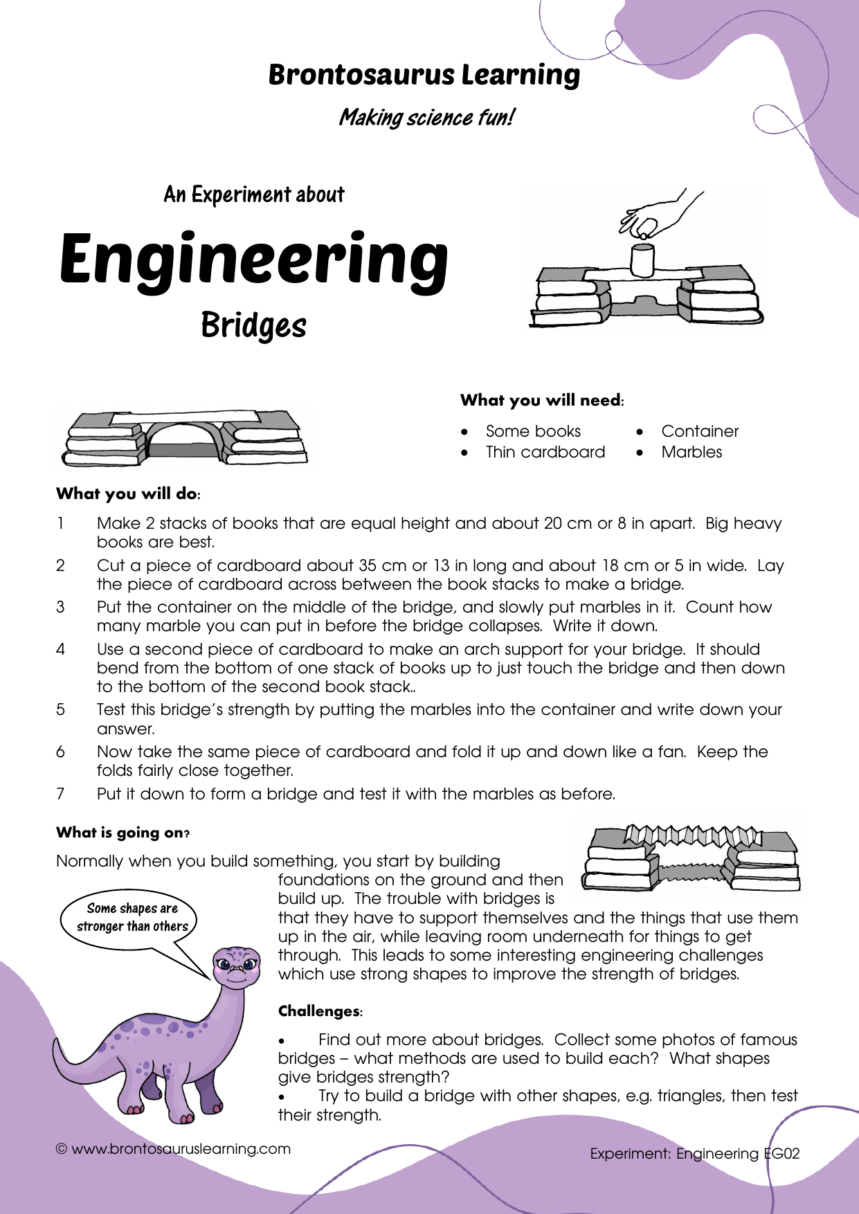 Engineering Experiment EG02: Bridges 2 Student resource page preview for Engineering Experiment: Bridges