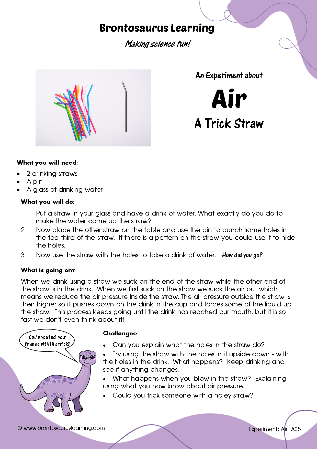 Air Experiment Bundle 1 5 Air Experiment: Trick Straw