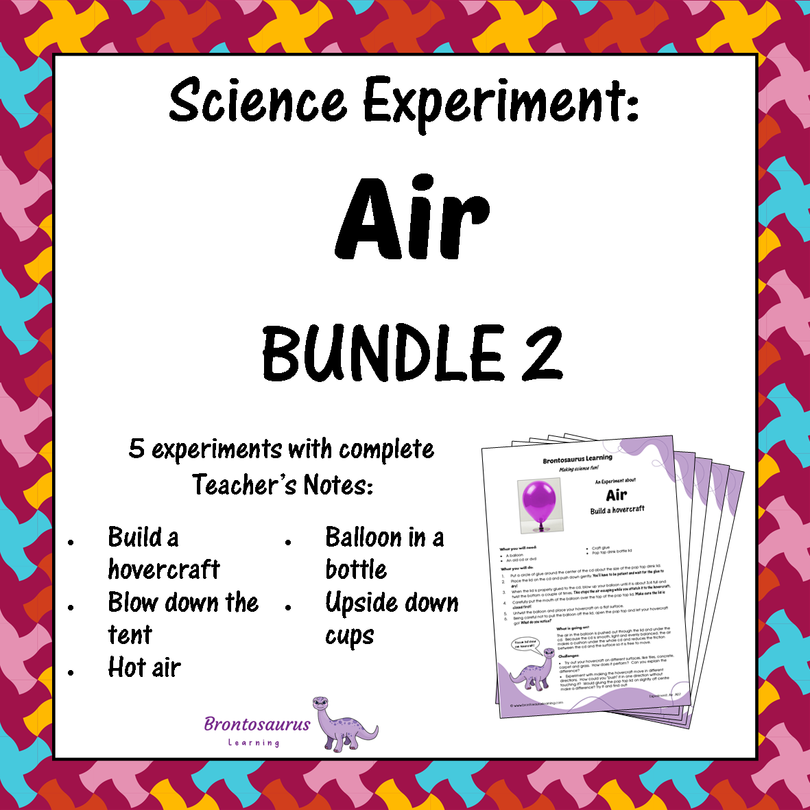 Cover preview for Air Experiment Bundle 2, a printable science experiment bundle.