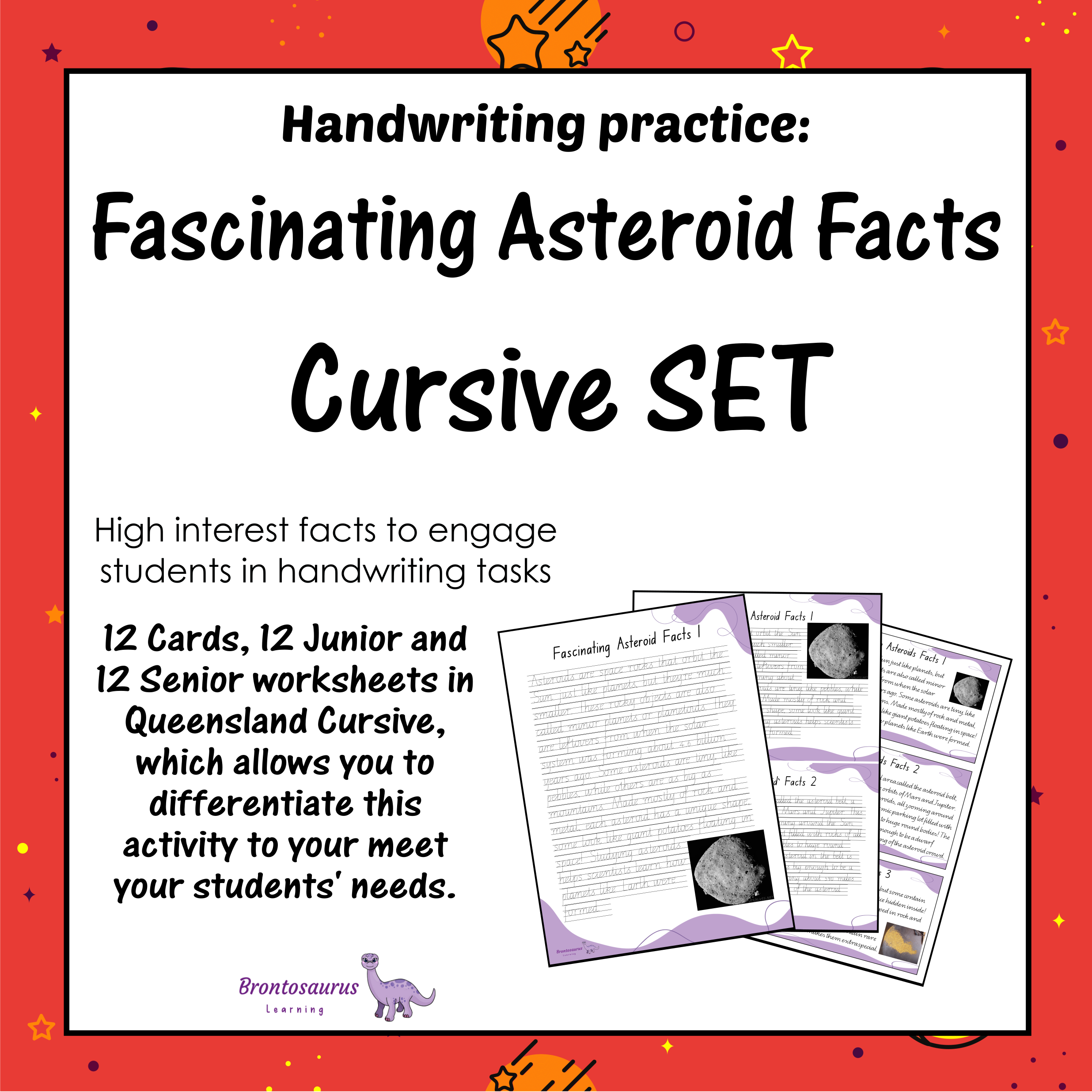 Queensland Space 10 ASTEROIDS Cursive Set cover image