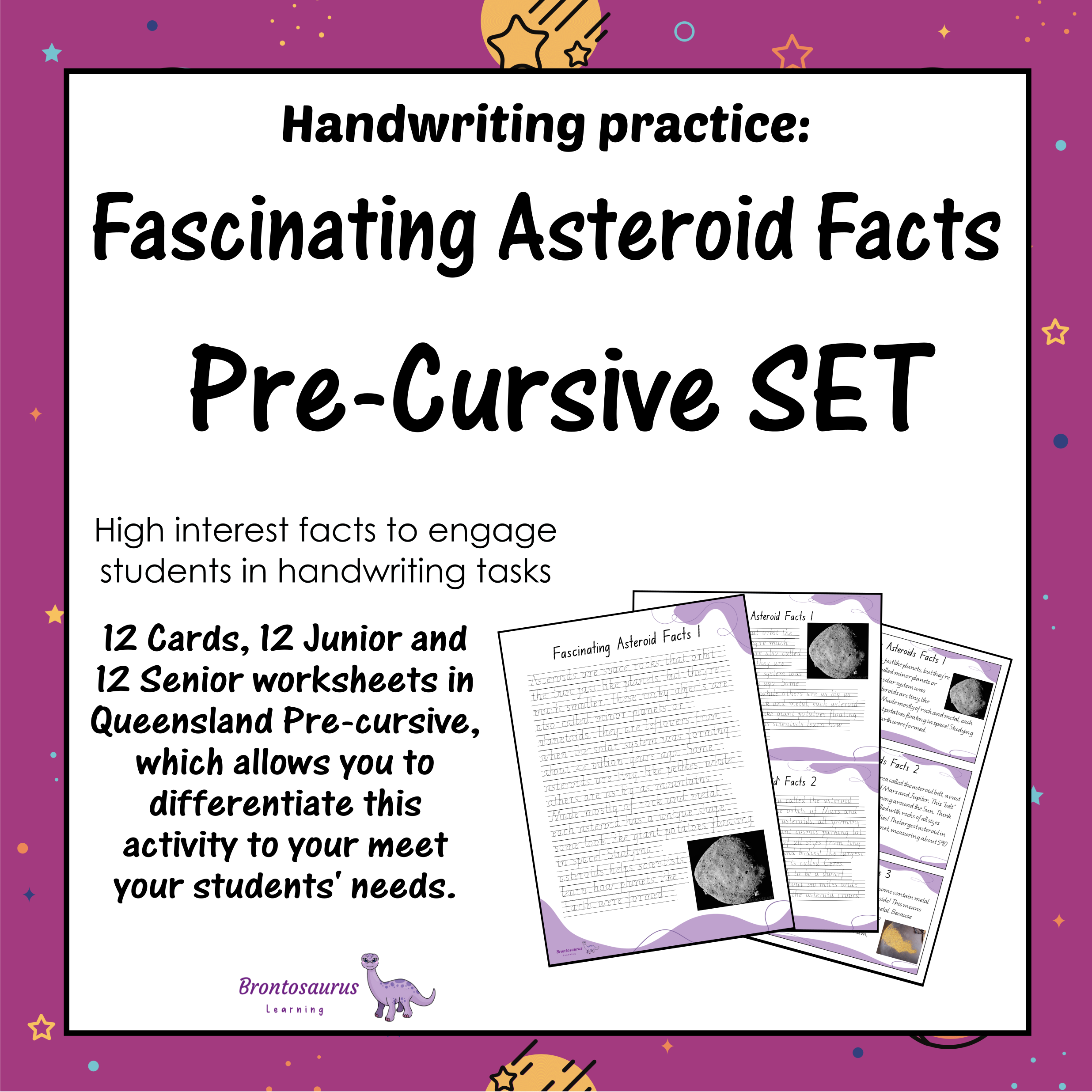 Queensland Space 9 ASTEROIDS Pre-cursive Set cover image