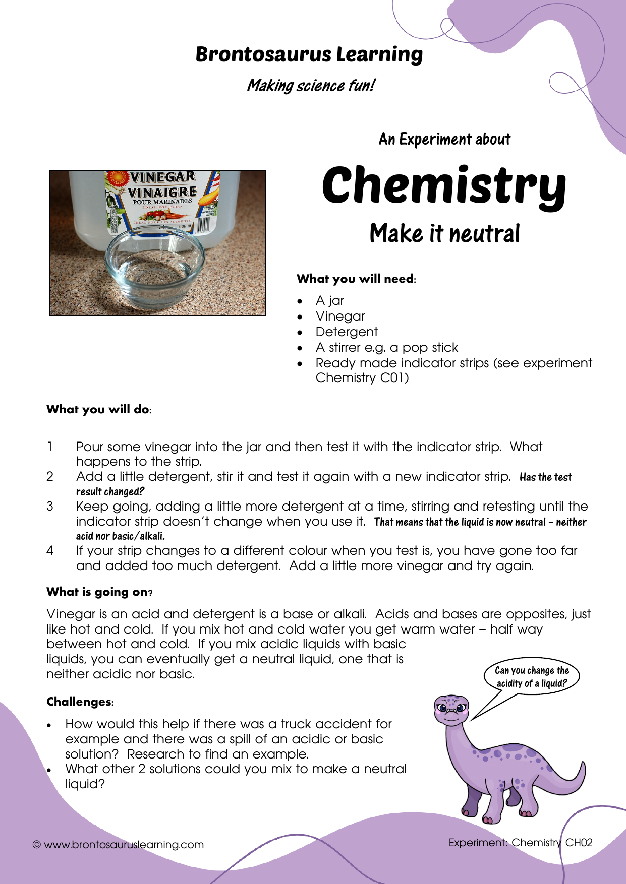 draft 3 Chemistry Experiment: Acid or Alkali: Make it Neutral