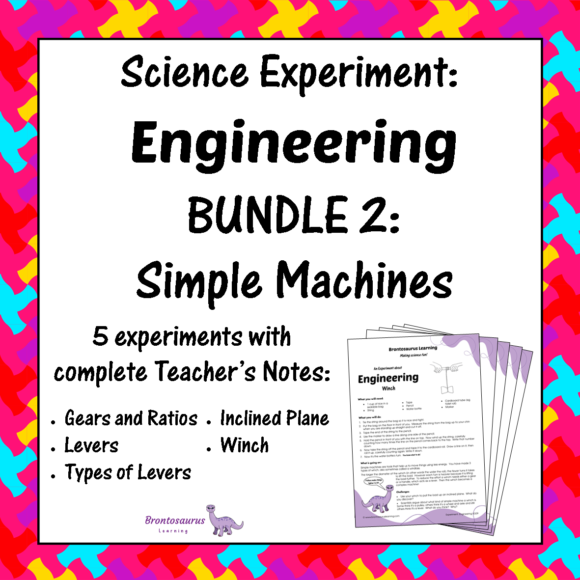 Cover preview for Engineering Experiment Bundle 2: Simple Machines, a printable science experiment bundle.