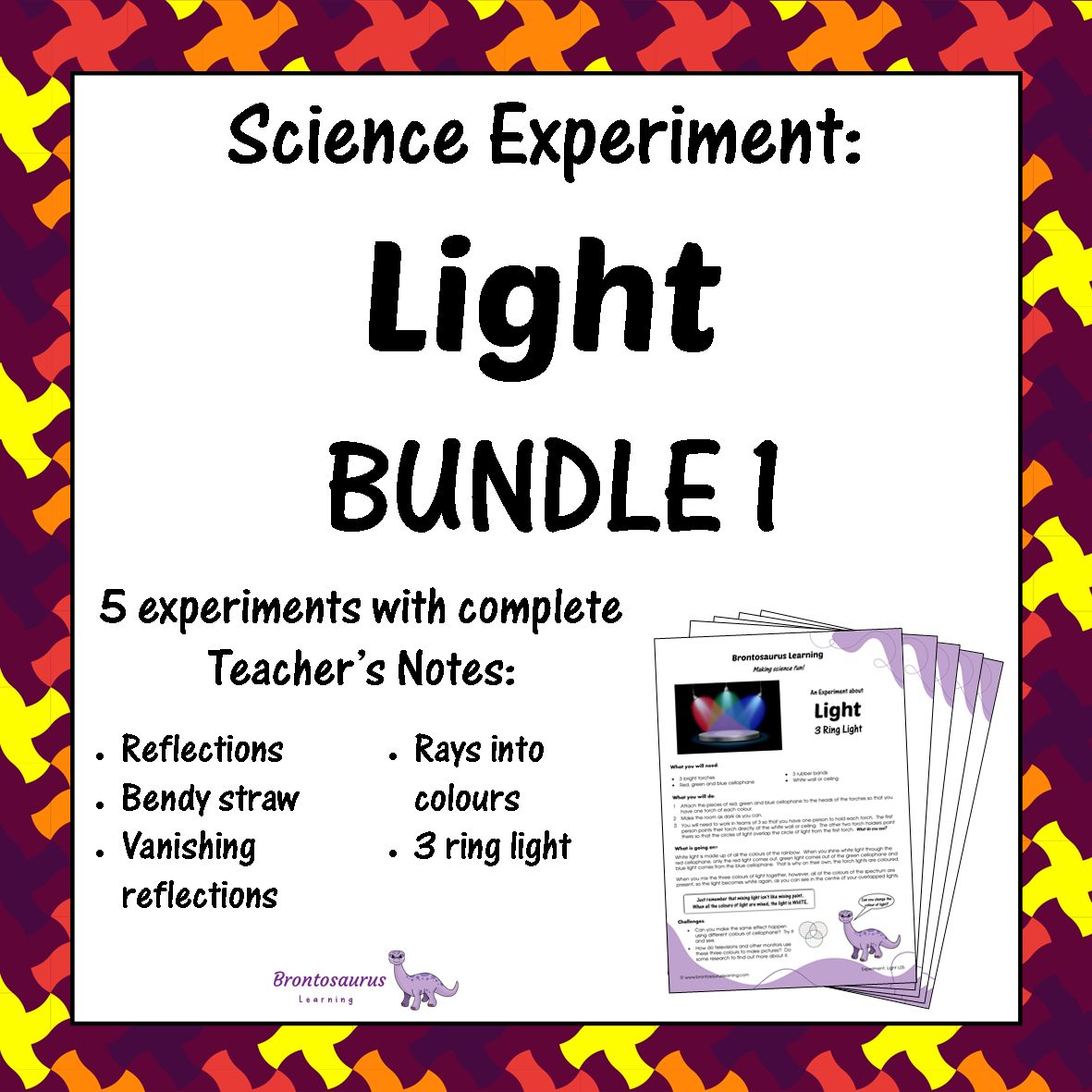 Light Experiments 2 Cover preview for Light Experiment Bundle 1, a printable science experiment bundle.