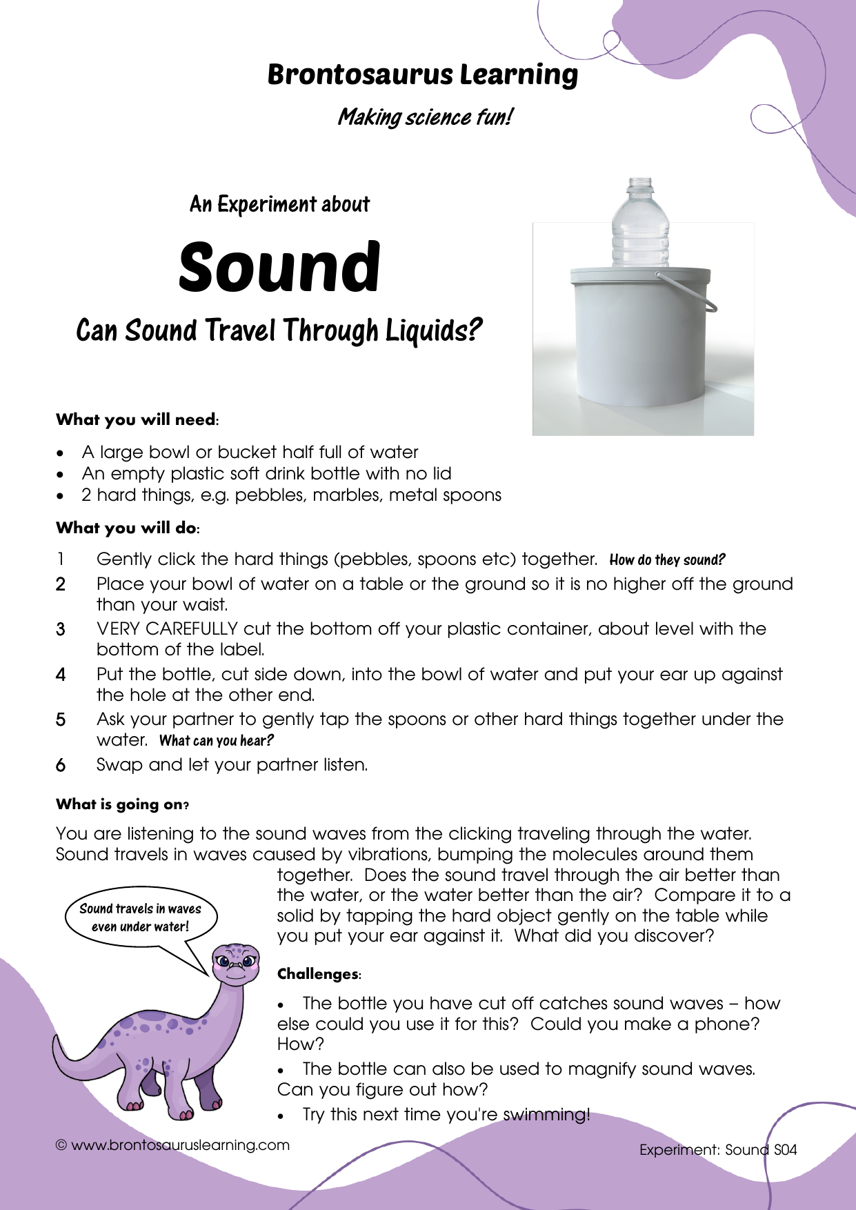 Student resource page preview for Sound Experiment: Guess That Sound