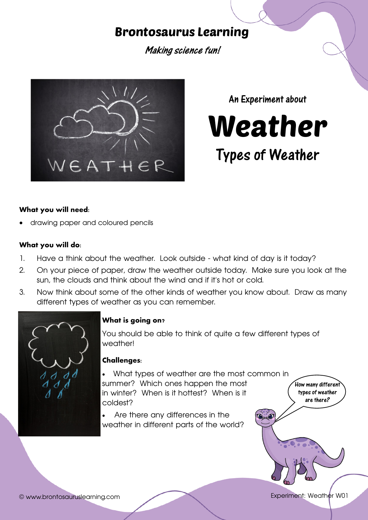 Weather Experiment W02: Effects of Weather 2 Student resource page preview for Weather Experiment: Effects of Weather