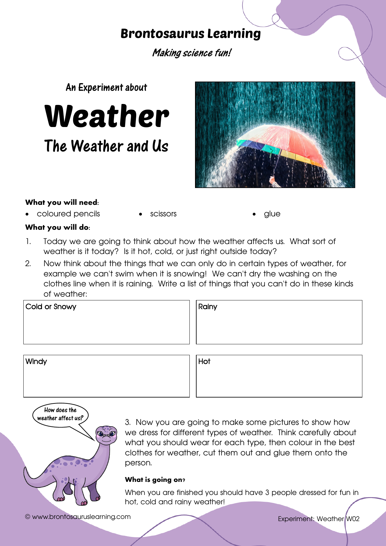 Student resource page preview for Weather Experiment: Make a Thermometer
