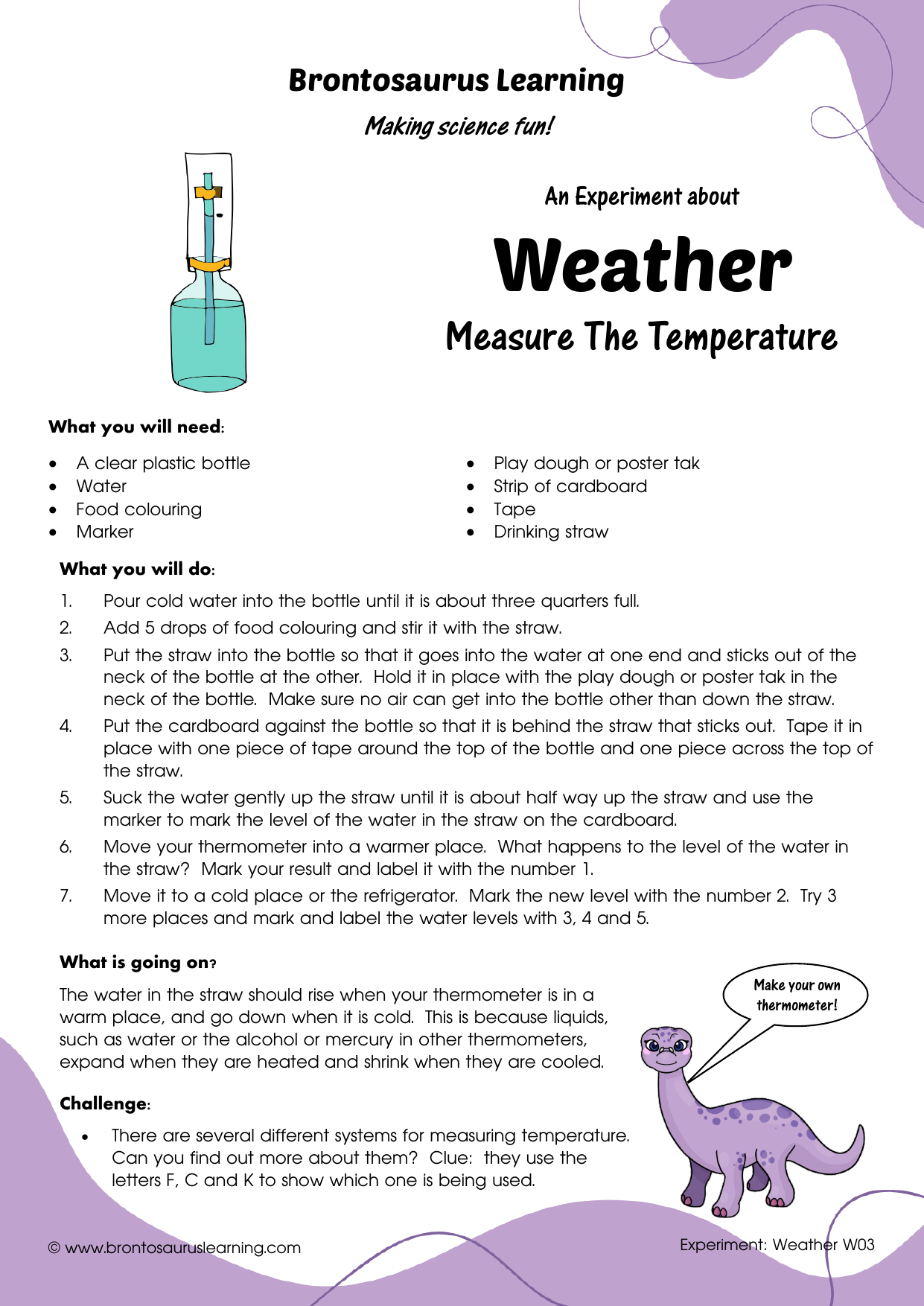 Weather Experiment W04: Wind Direction 2 Student resource page preview for Weather Experiment: Wind Direction