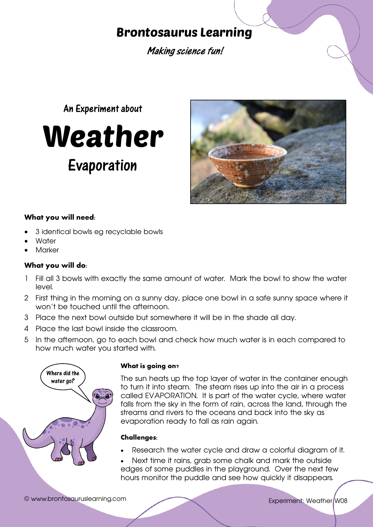 Weather Experiment W09: Make a Barometer 2 Student resource page preview for Weather Experiment: Make a Barometer