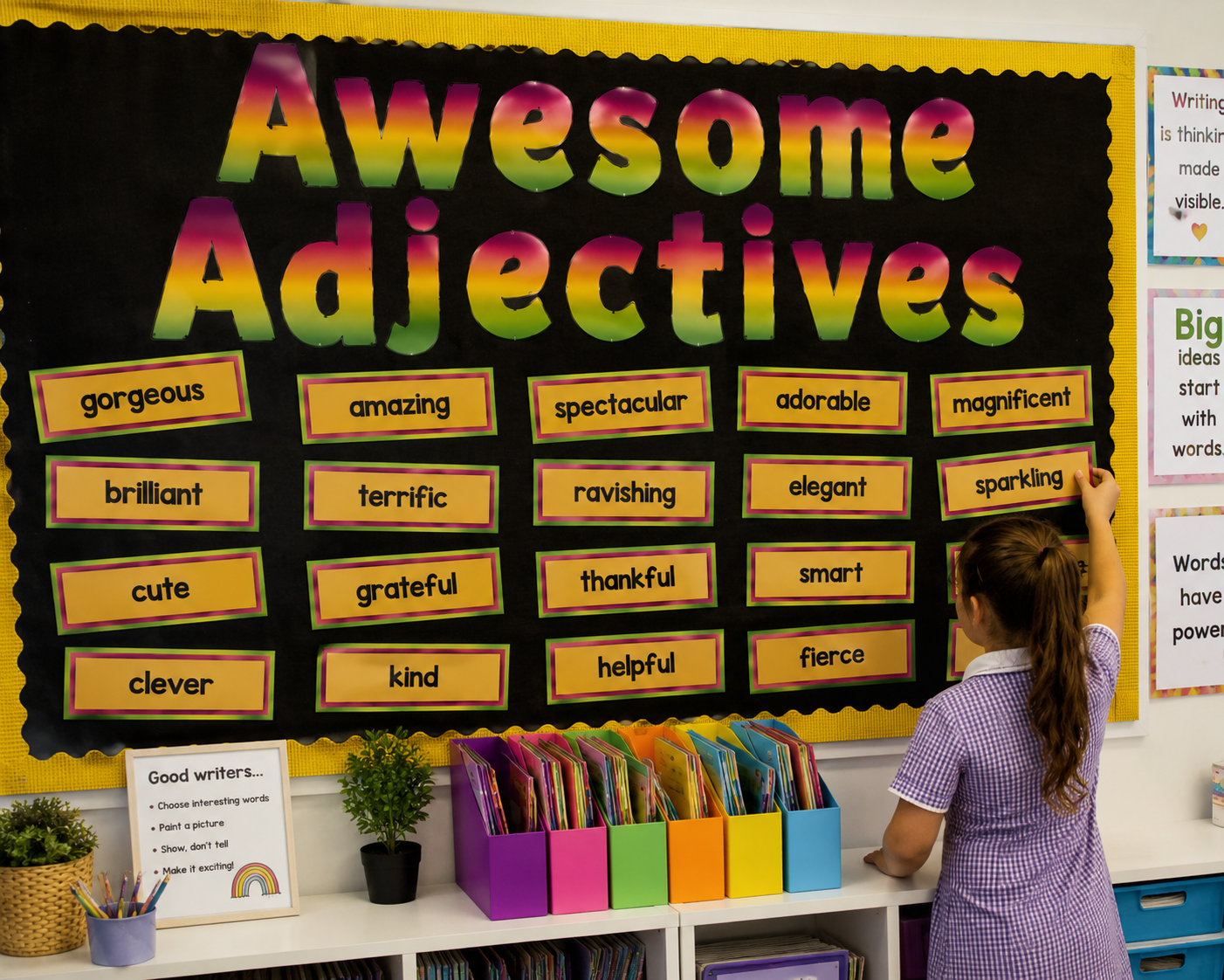 Classroom awesome adjectives display