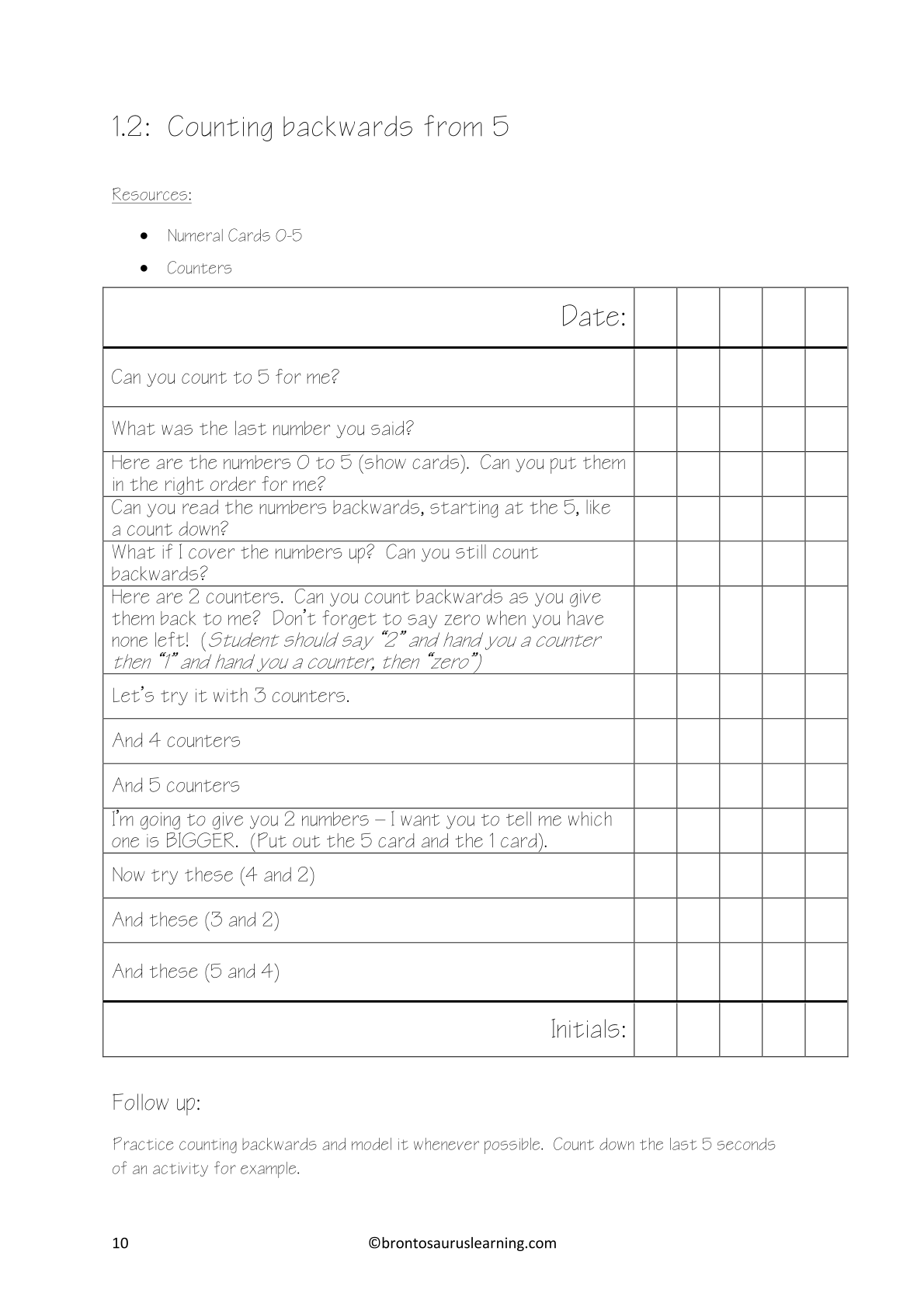 Student resource page preview for Count Ability