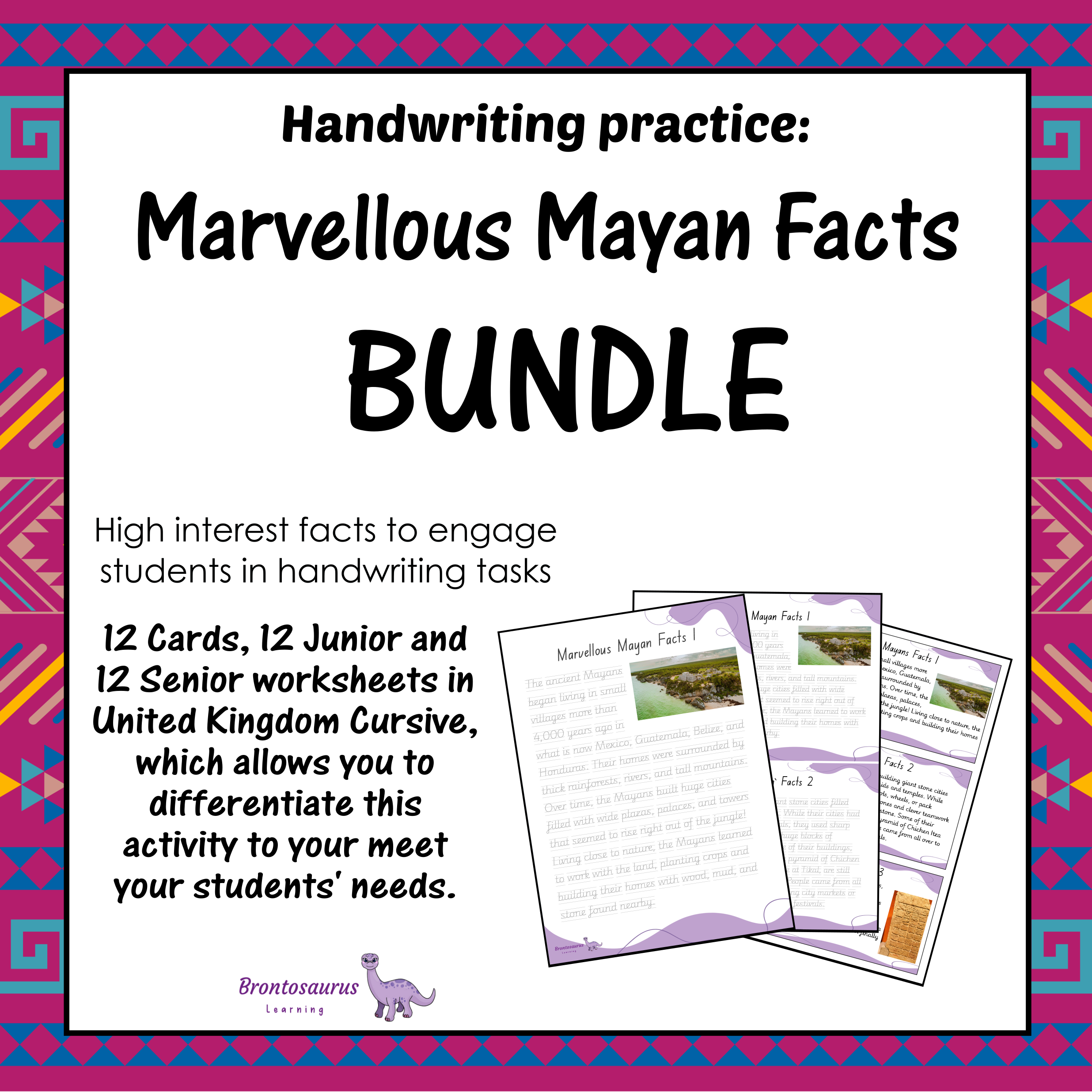 United Kingdom Ancient Civilisations 1 14 Marvellous Mayan Facts Cursive Set - UK cover image