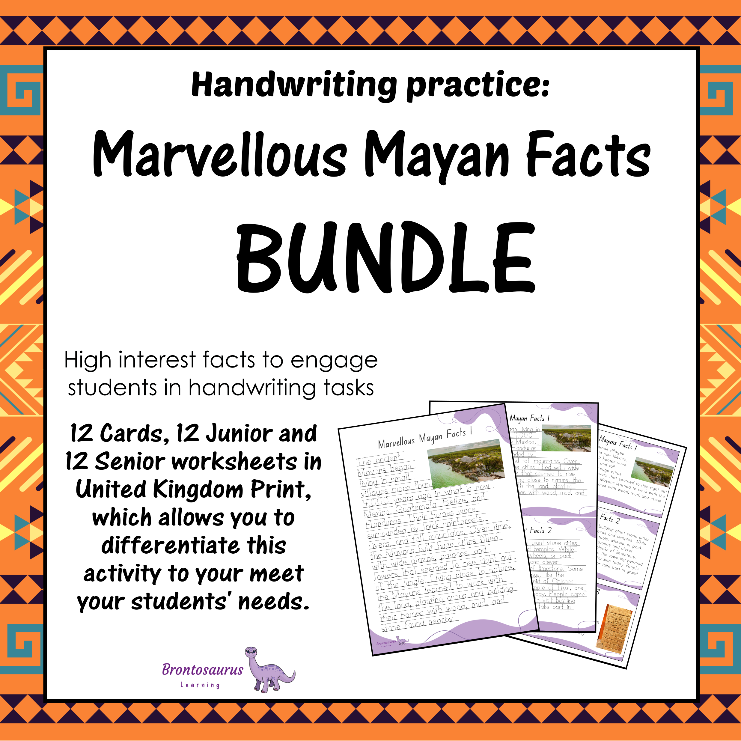 United Kingdom Ancient Civilisations 1 12 Marvellous Mayan Facts Print Set - UK cover image
