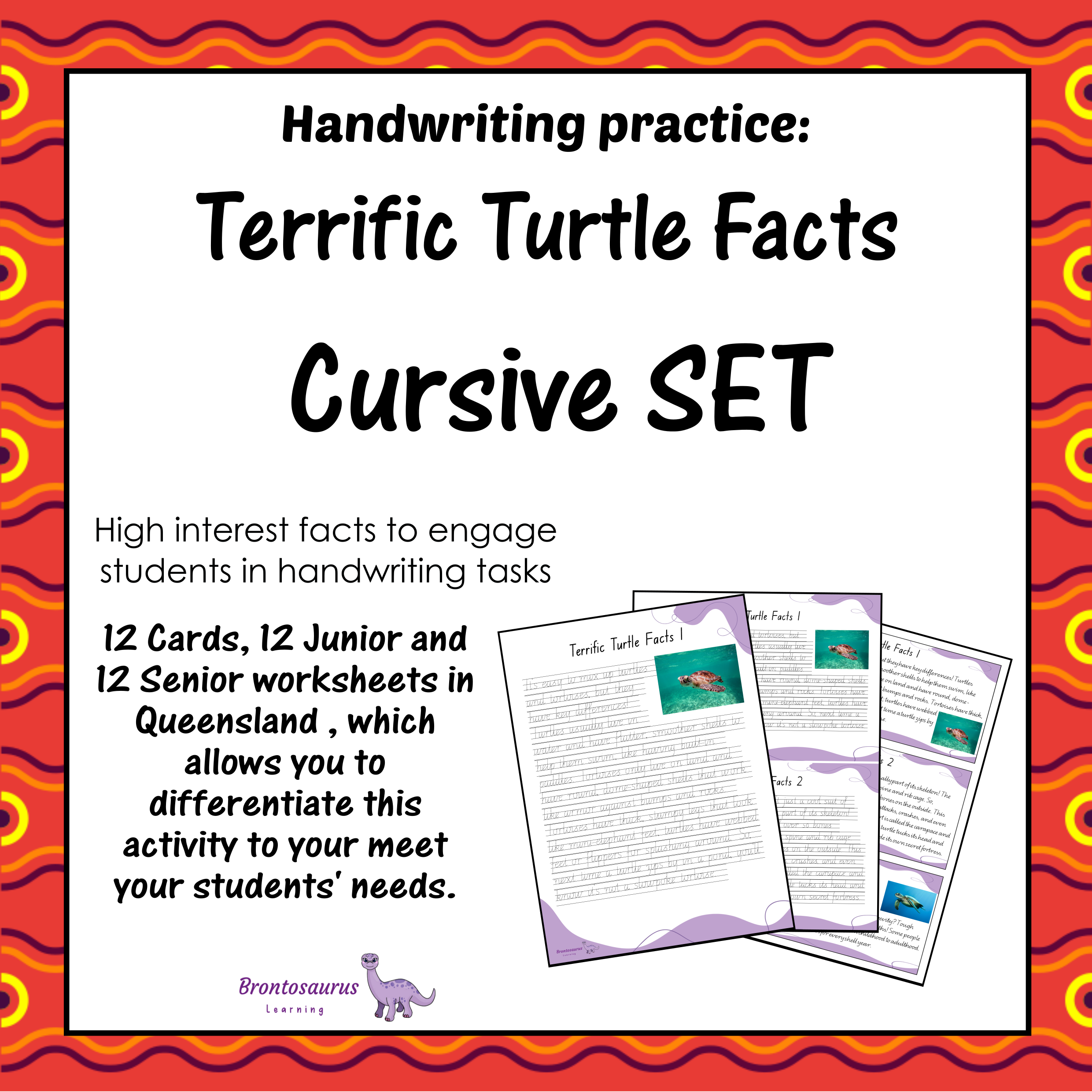 Queensland Animals 29 TURTLEs Cursive Set cover image
