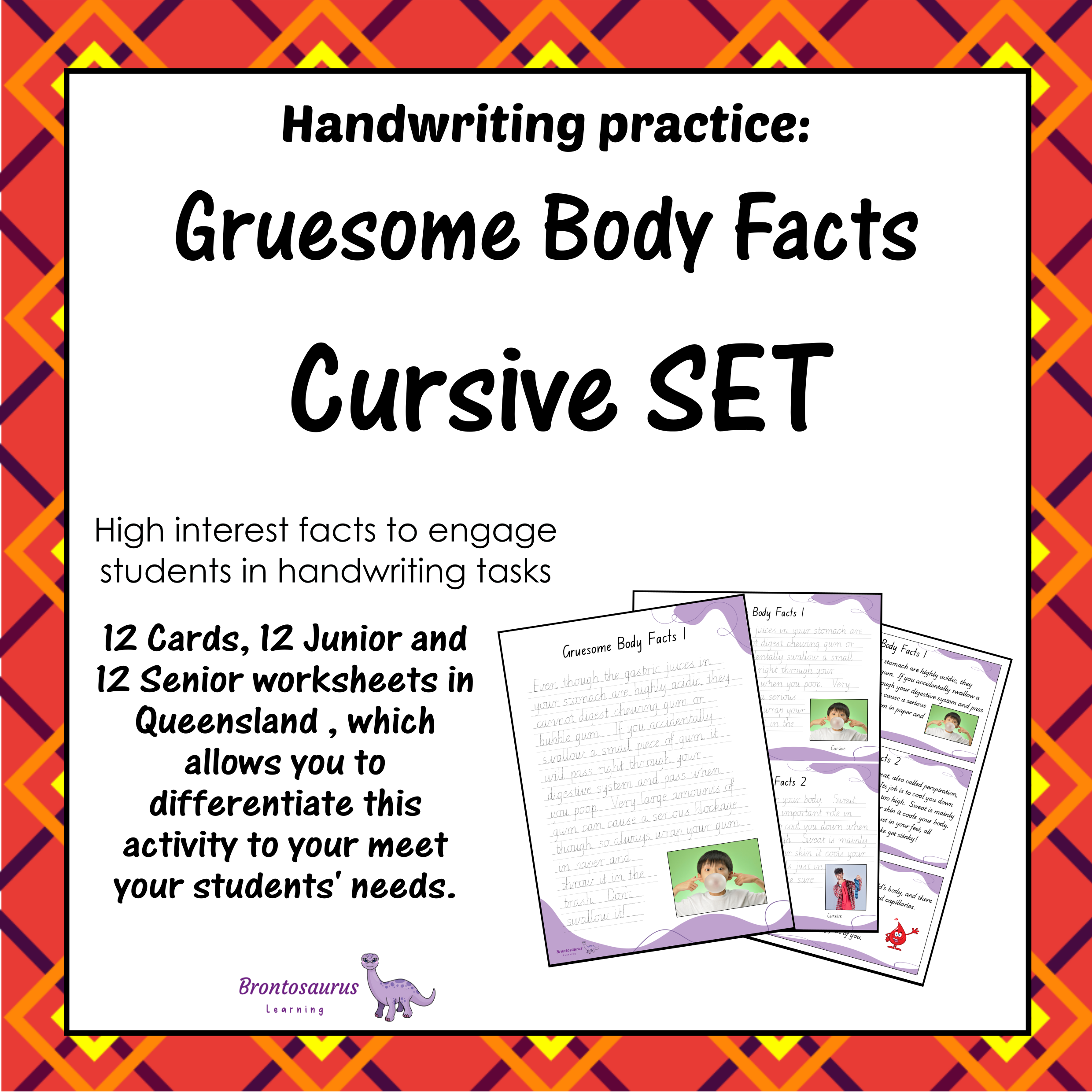 Queensland Connoisseur's Corner 5 Gruesome Body Fact Cursive Set cover image