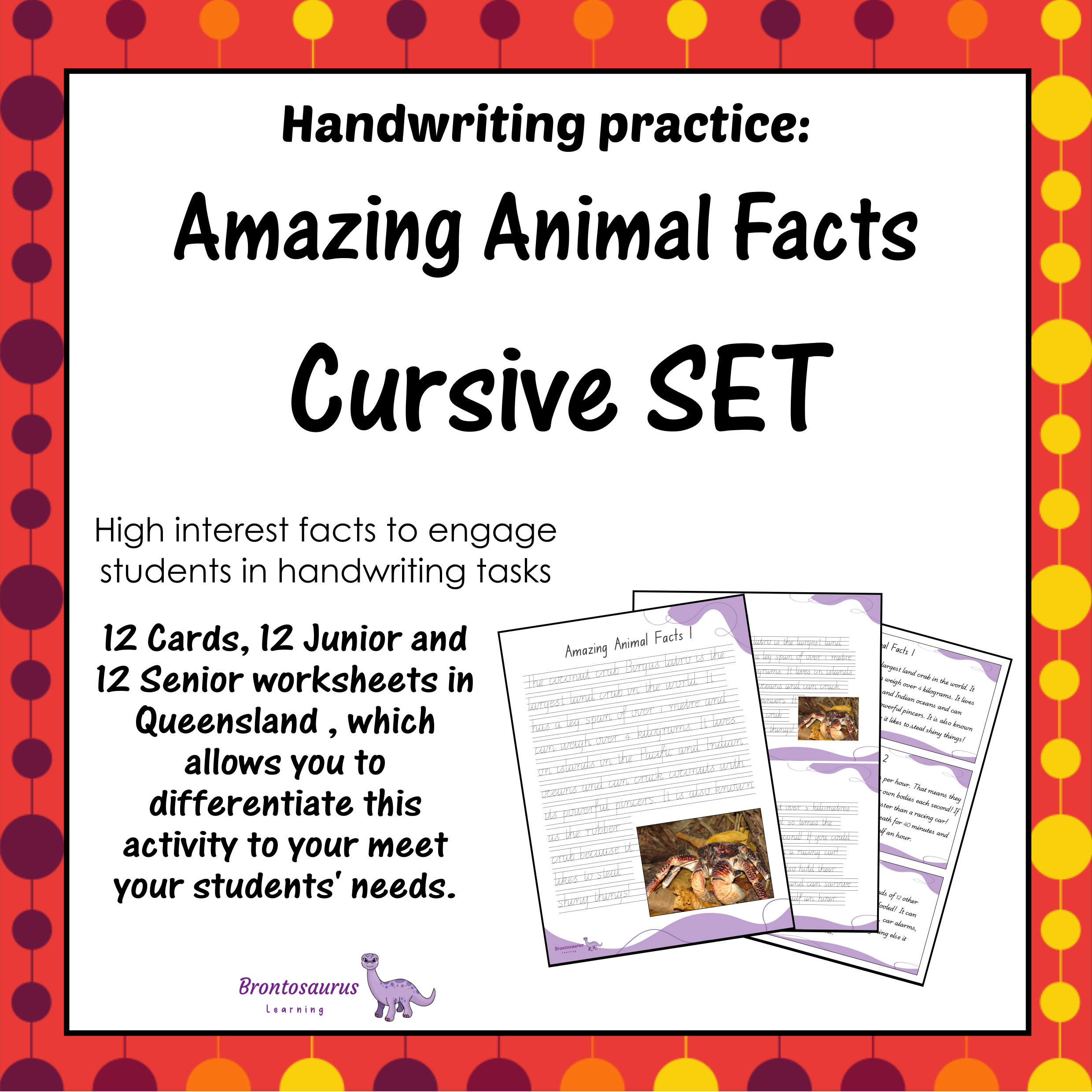 Queensland Animals 9 Animals Cursive Set cover image