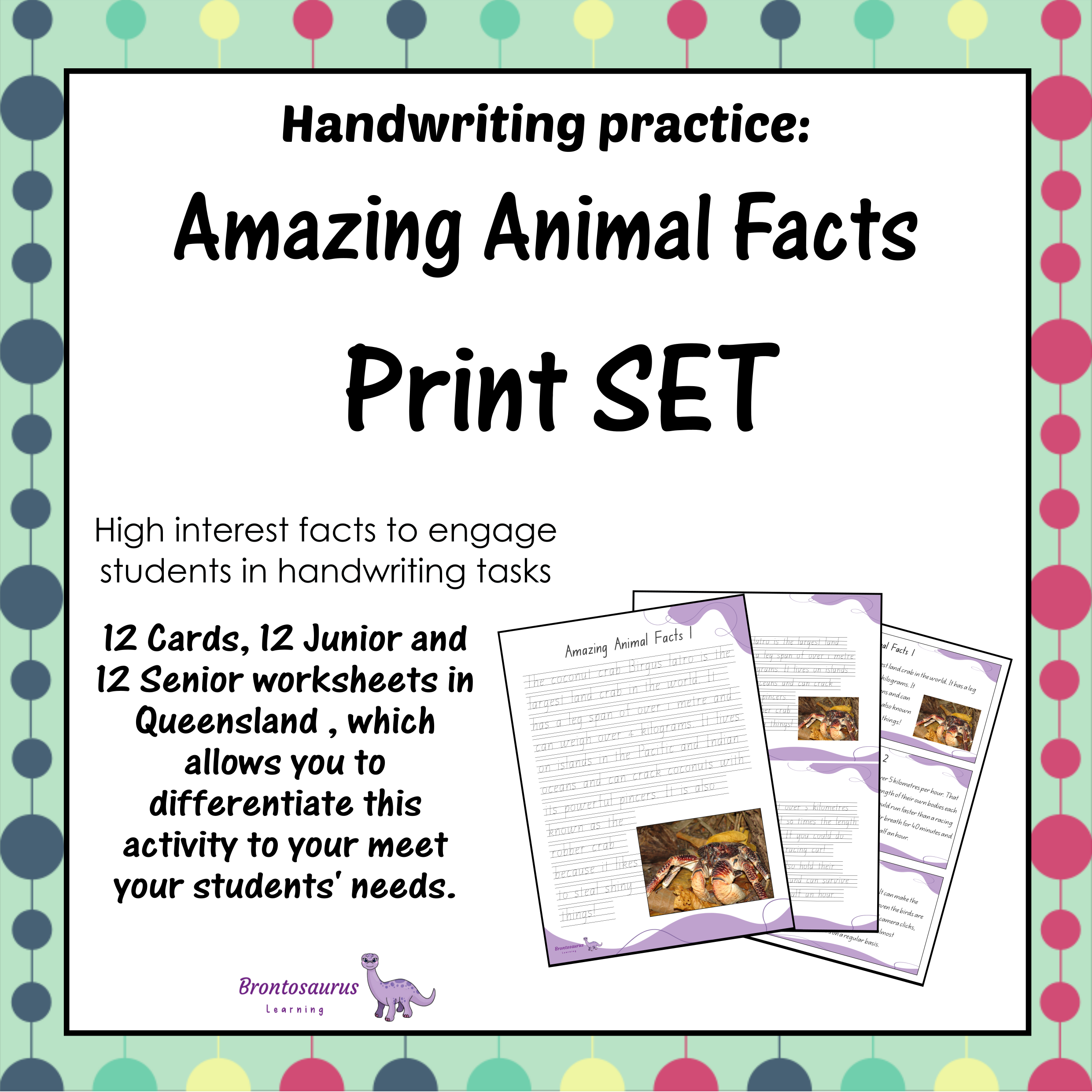 Queensland Animals 7 Animals Print Set cover image