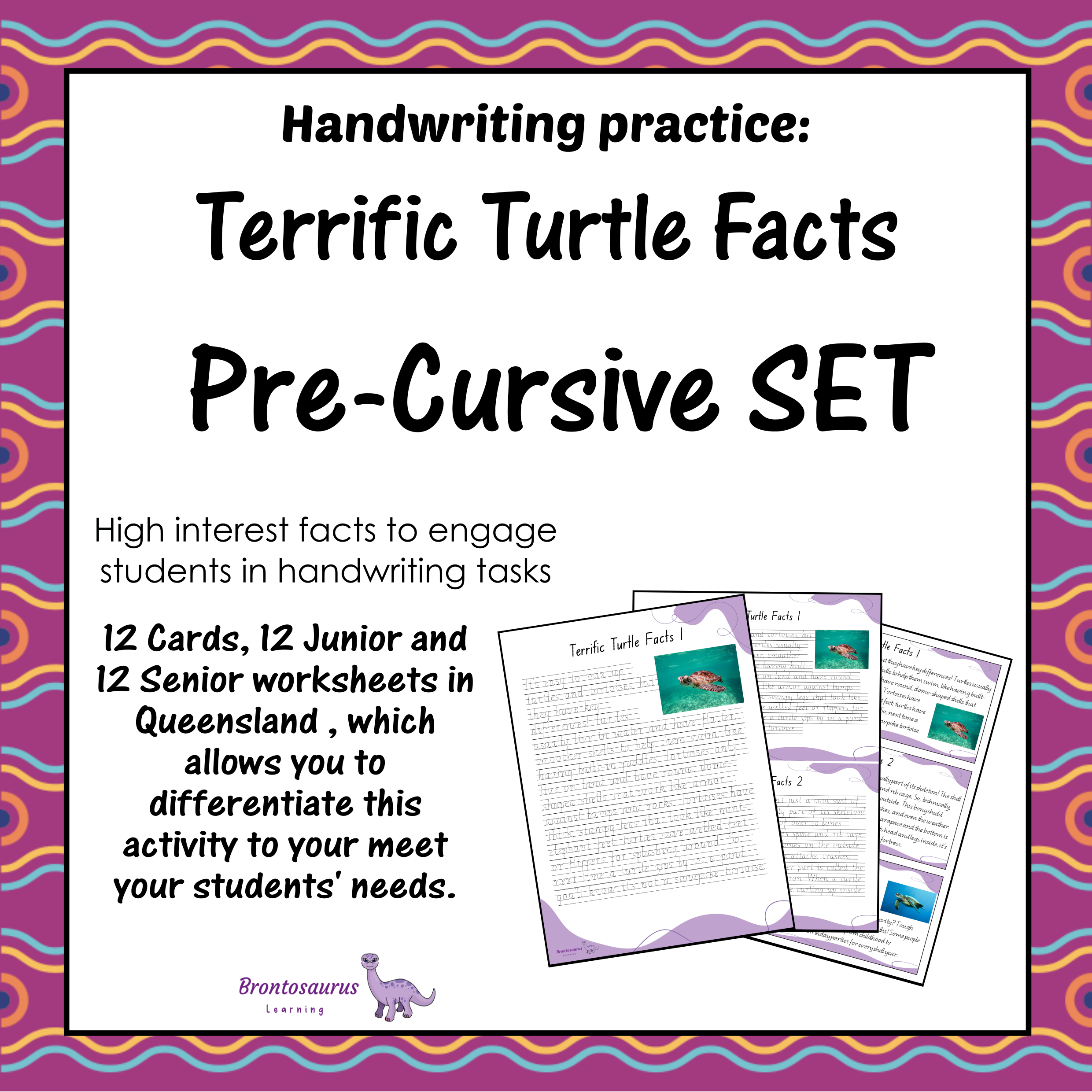 Queensland Animals 28 TURTLEs Pre-cursive Set cover image