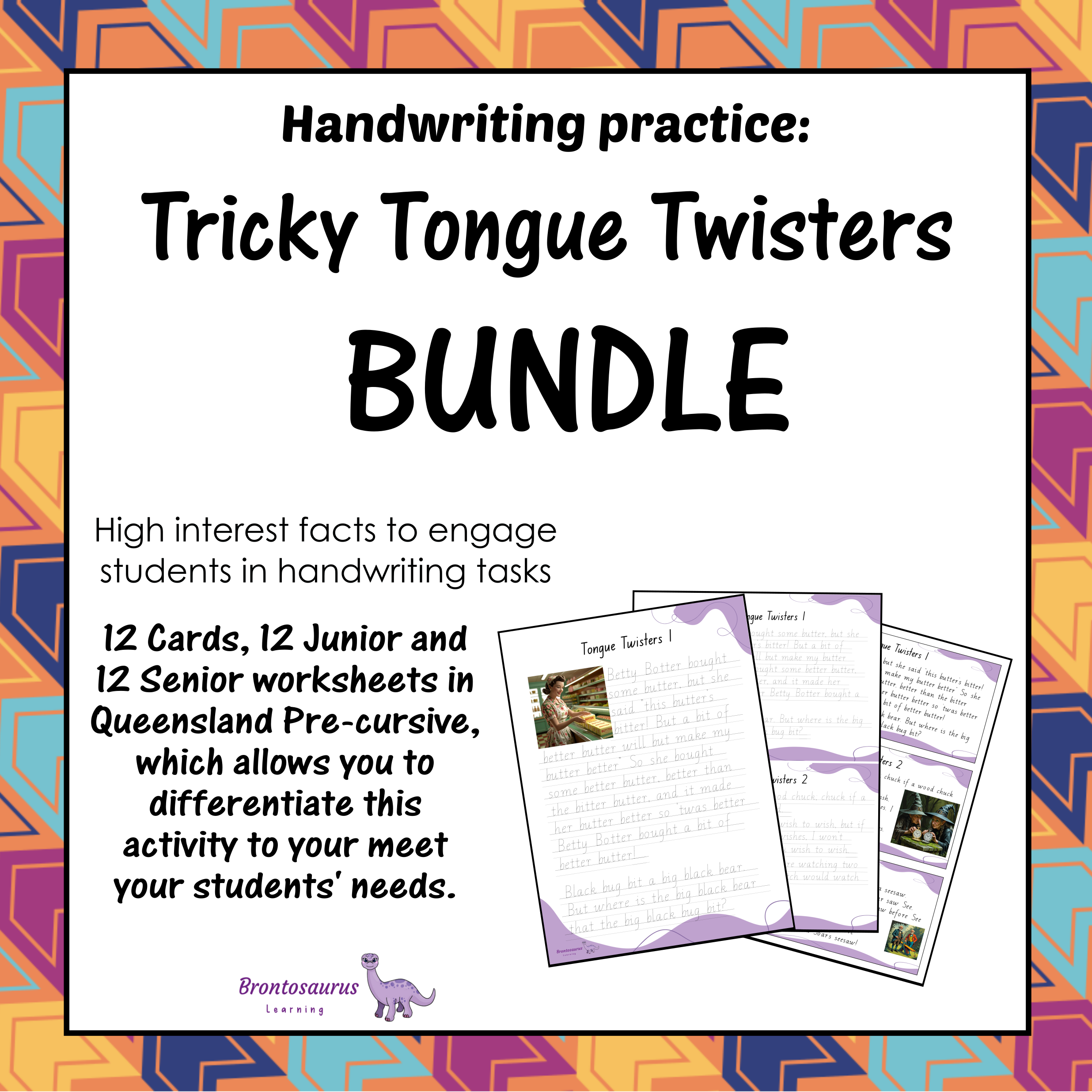 Queensland Connoisseur's Corner 9 Tricky Tongue Twisters Pre-cursive Set cover image