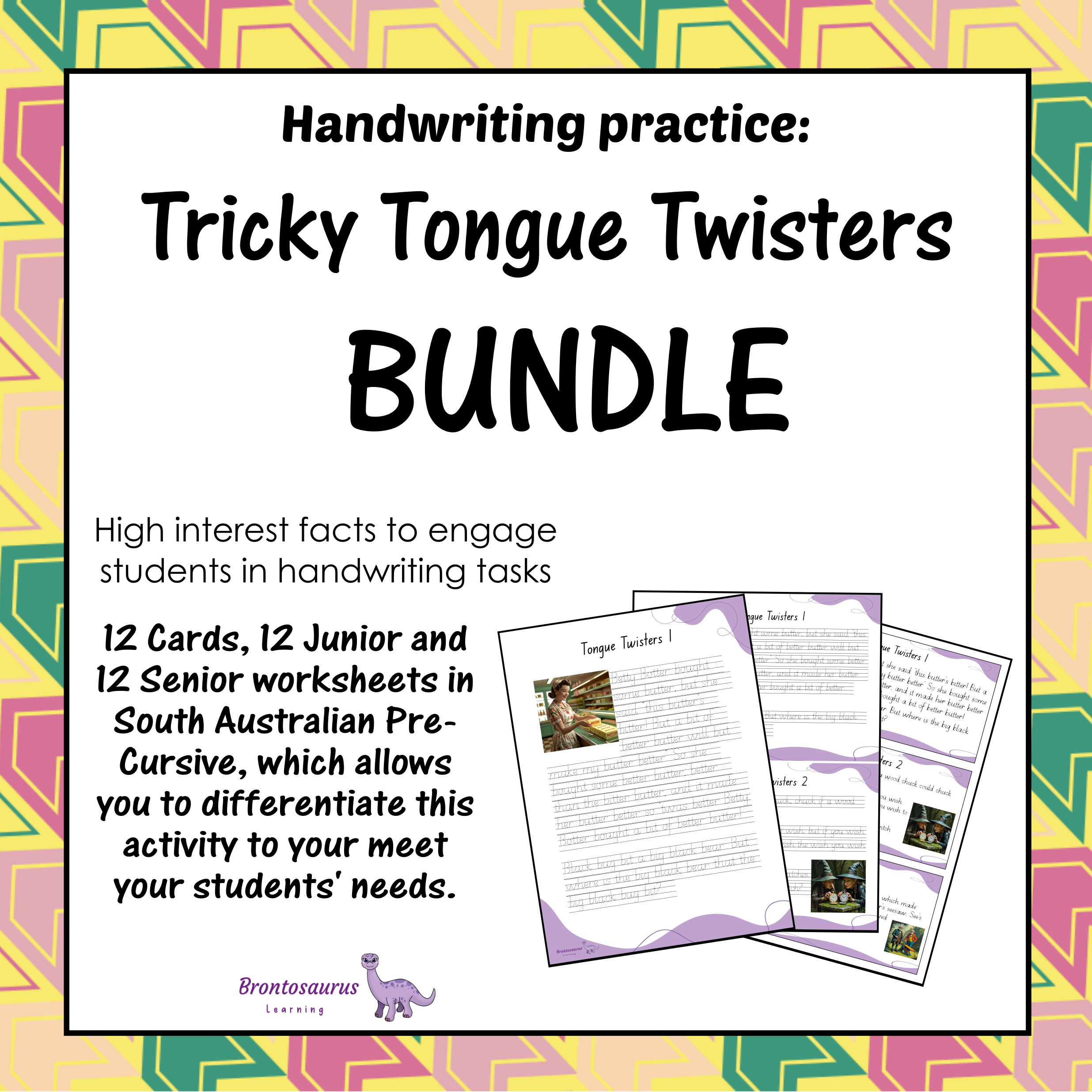 Tricky Tongue Twisters Pre-cursive Set cover image