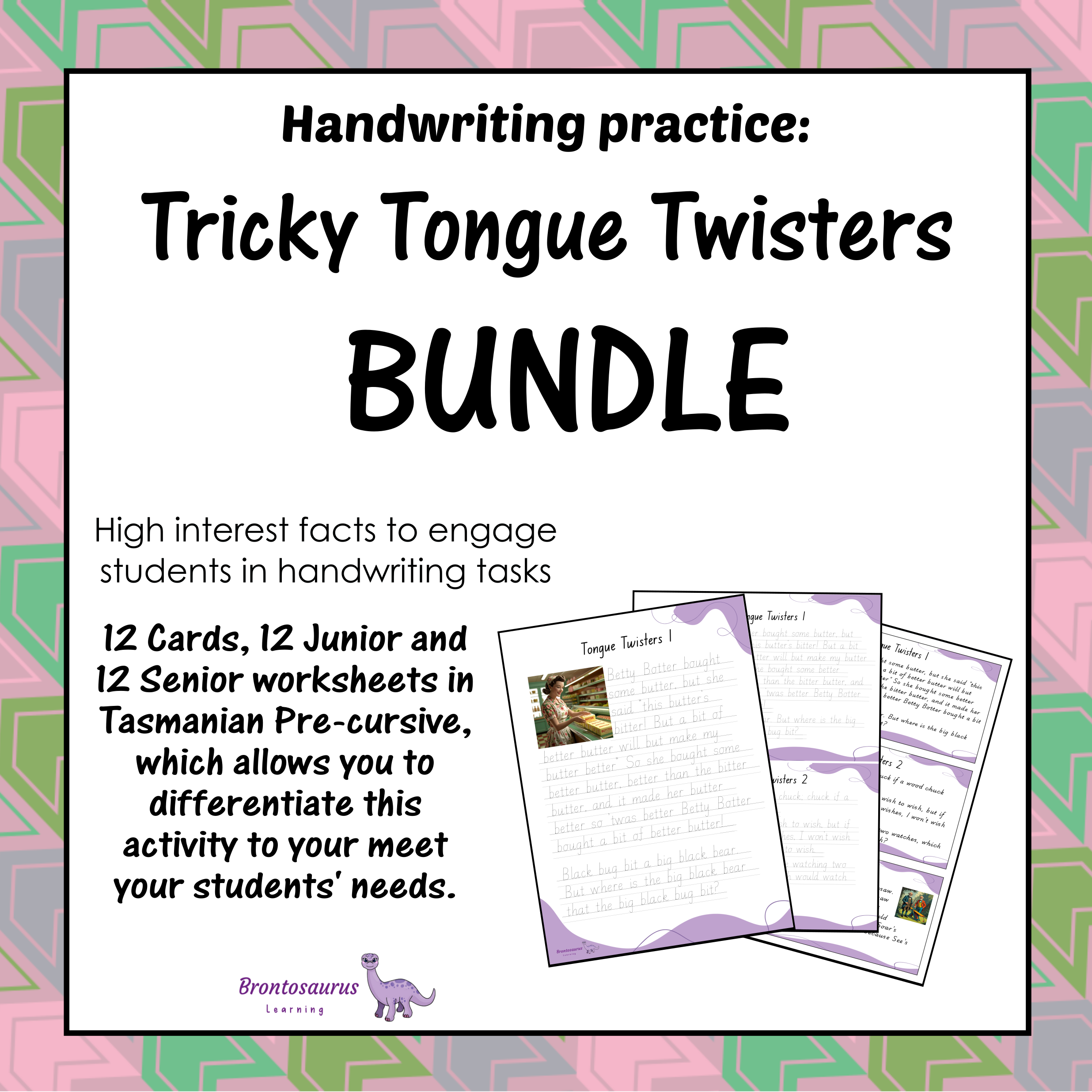 Tricky Tongue Twisters Pre-cursive Set cover image