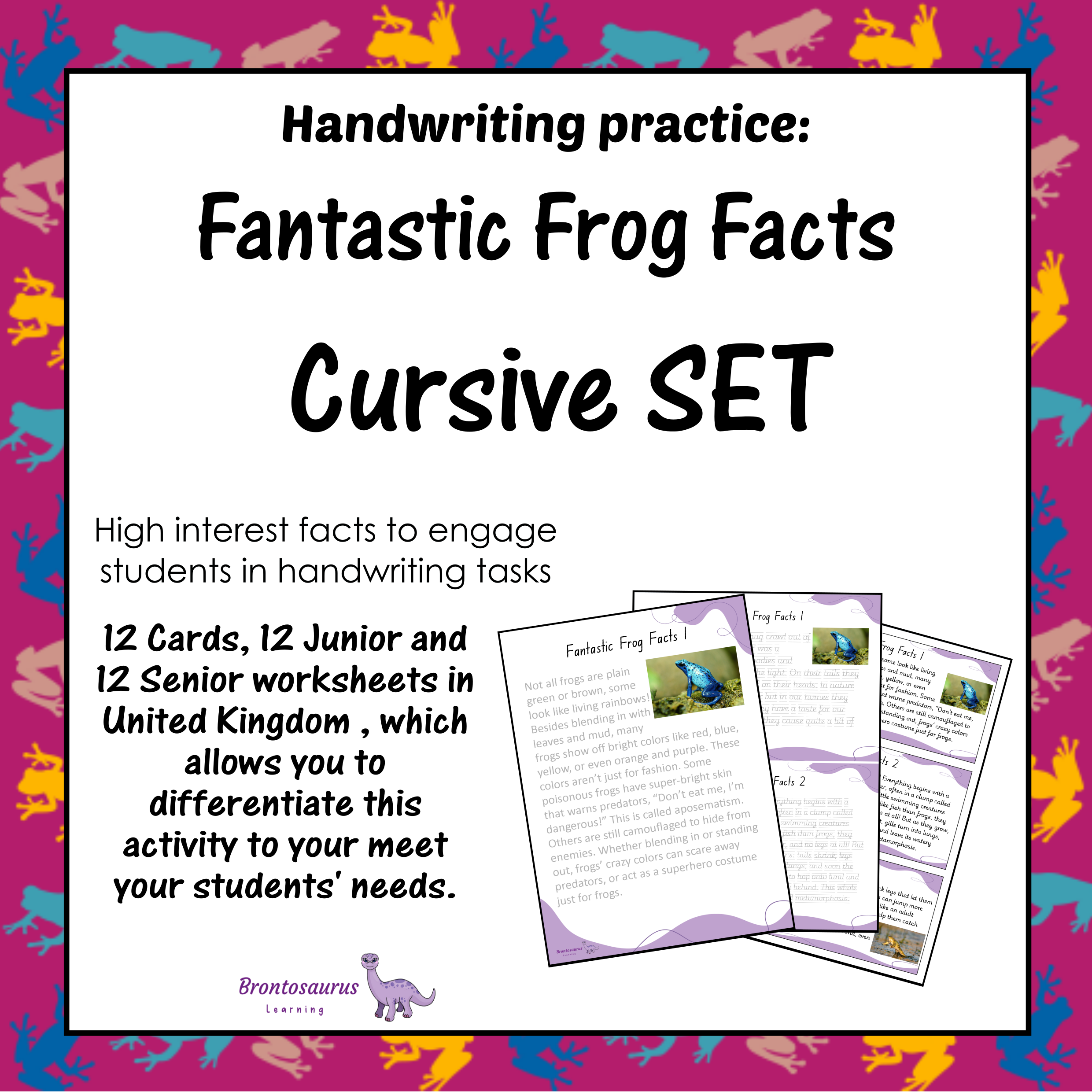 United Kingdom Animals 24 Frogs Cursive Set cover image