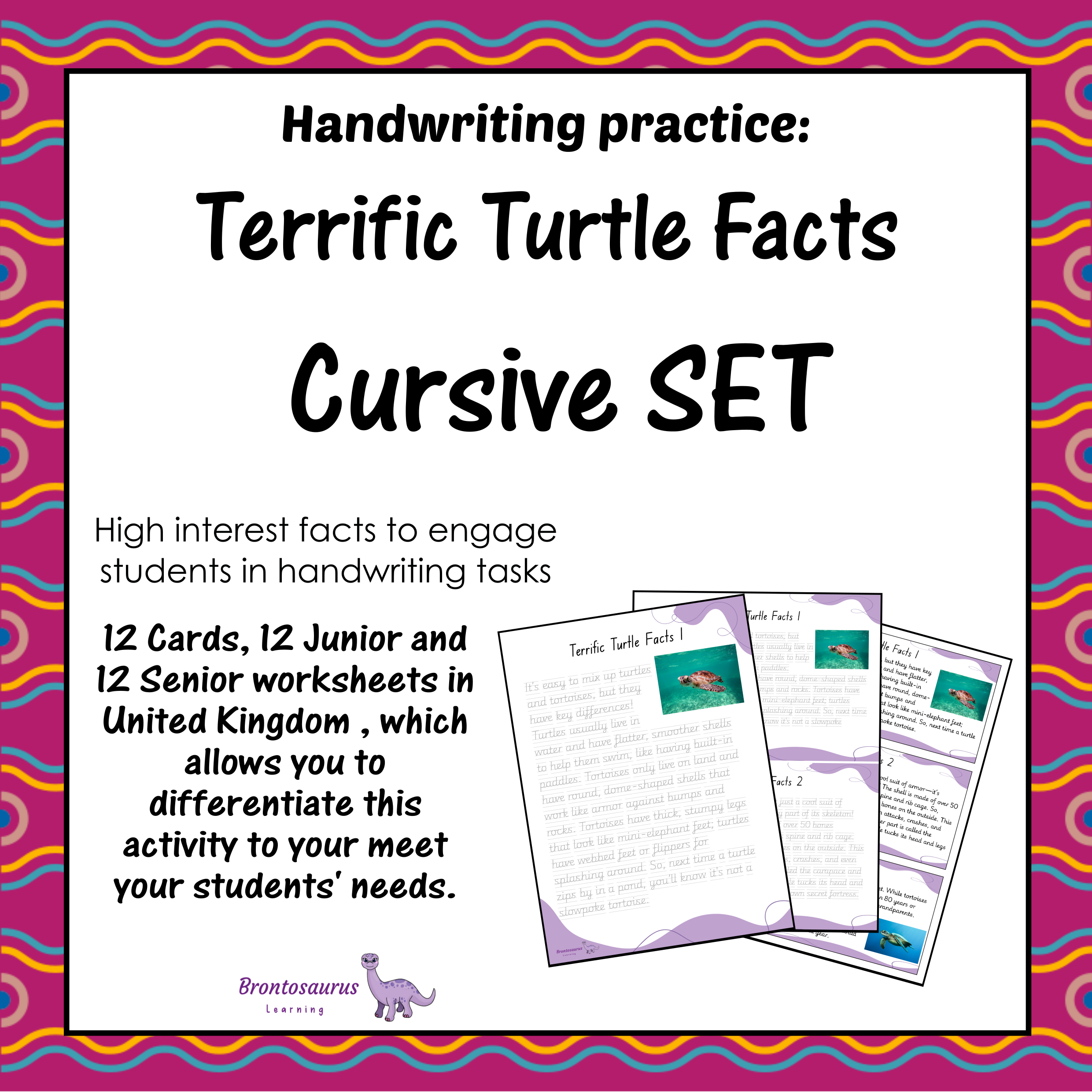 United Kingdom Animals 29 TURTLEs Cursive Set cover image