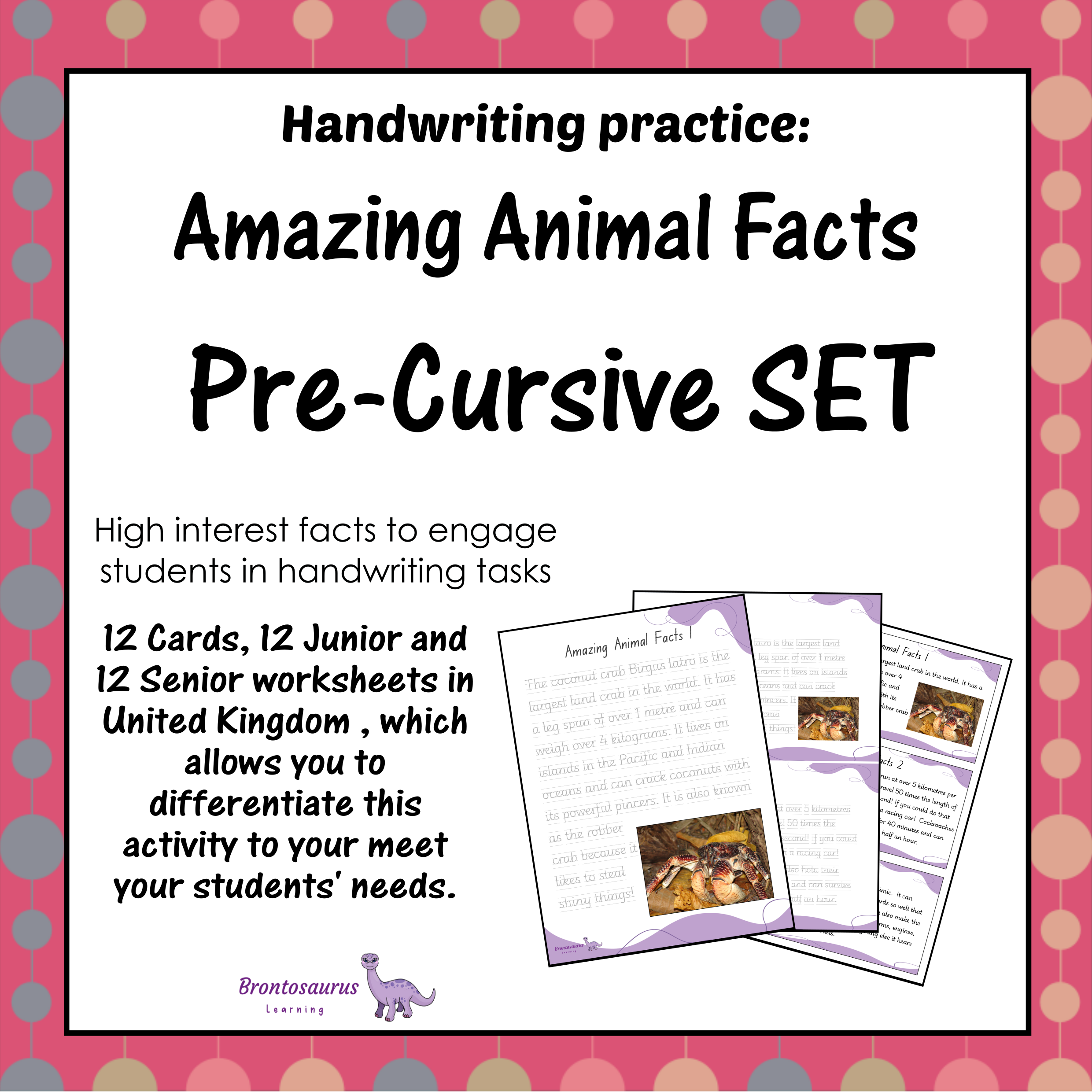 United Kingdom Animals 8 Animals Pre-cursive Set cover image