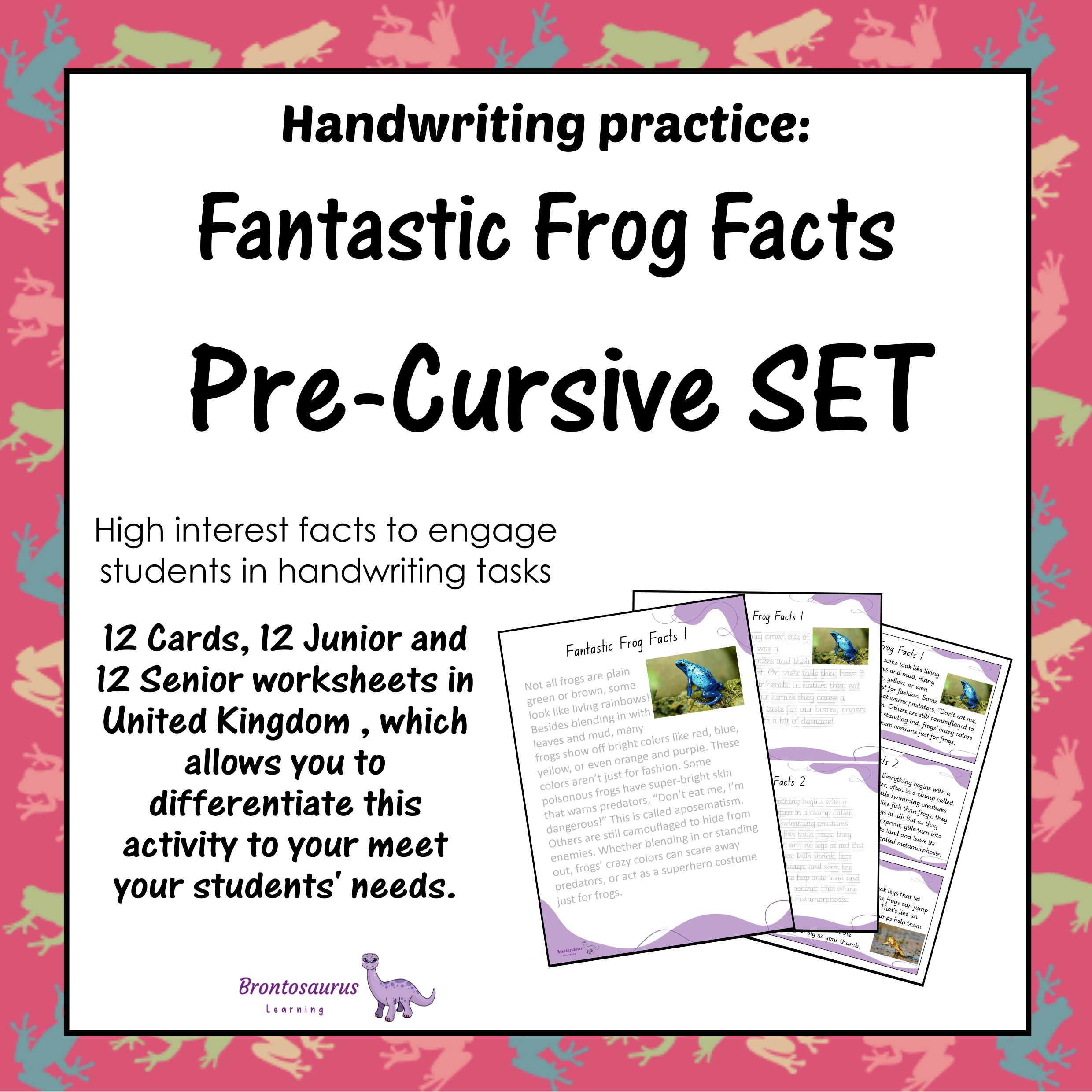 United Kingdom Animals 23 Frogs Pre-cursive Set cover image