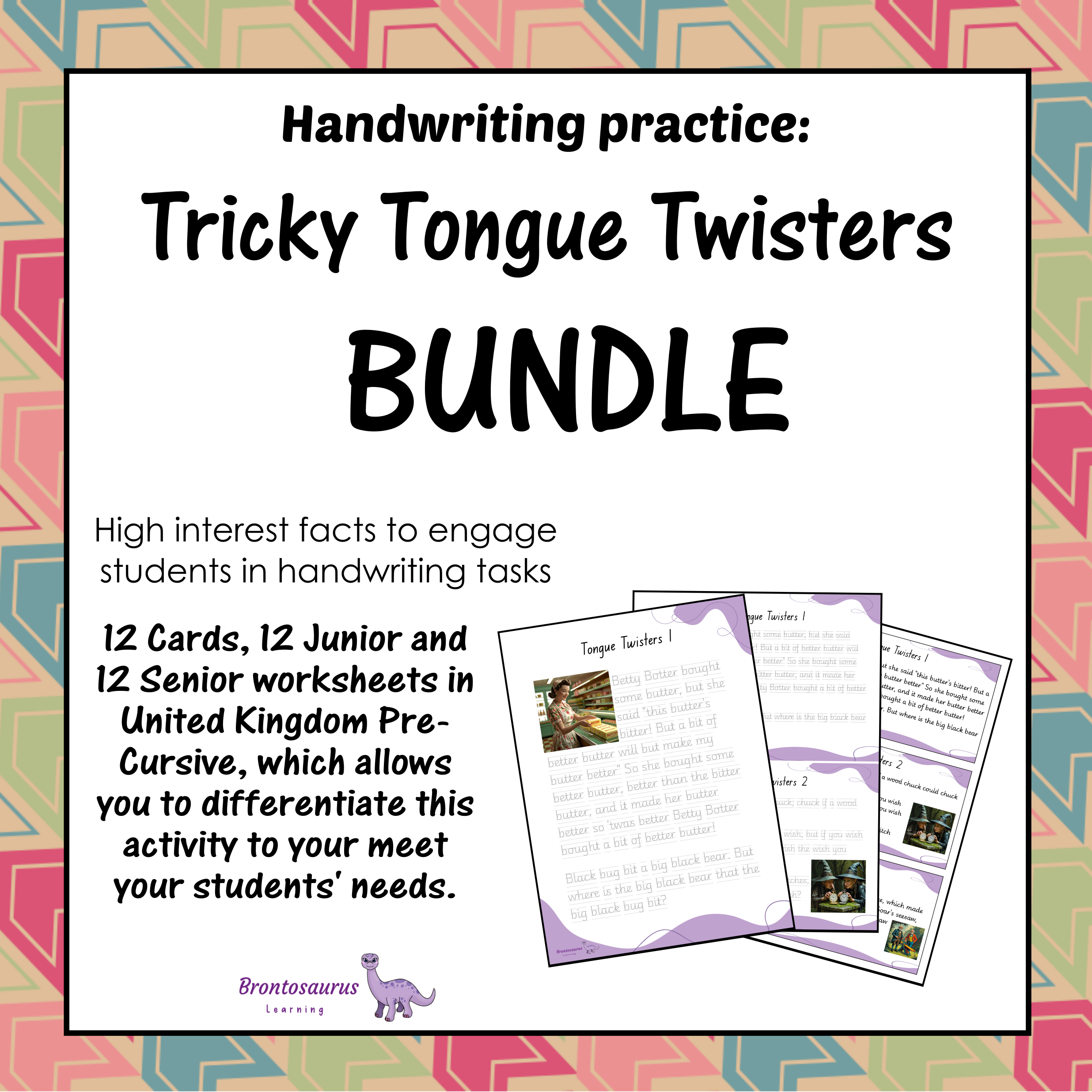 United Kingdom Connoisseur's Corner 9 Tricky Tongue Twisters Pre-cursive Set cover image