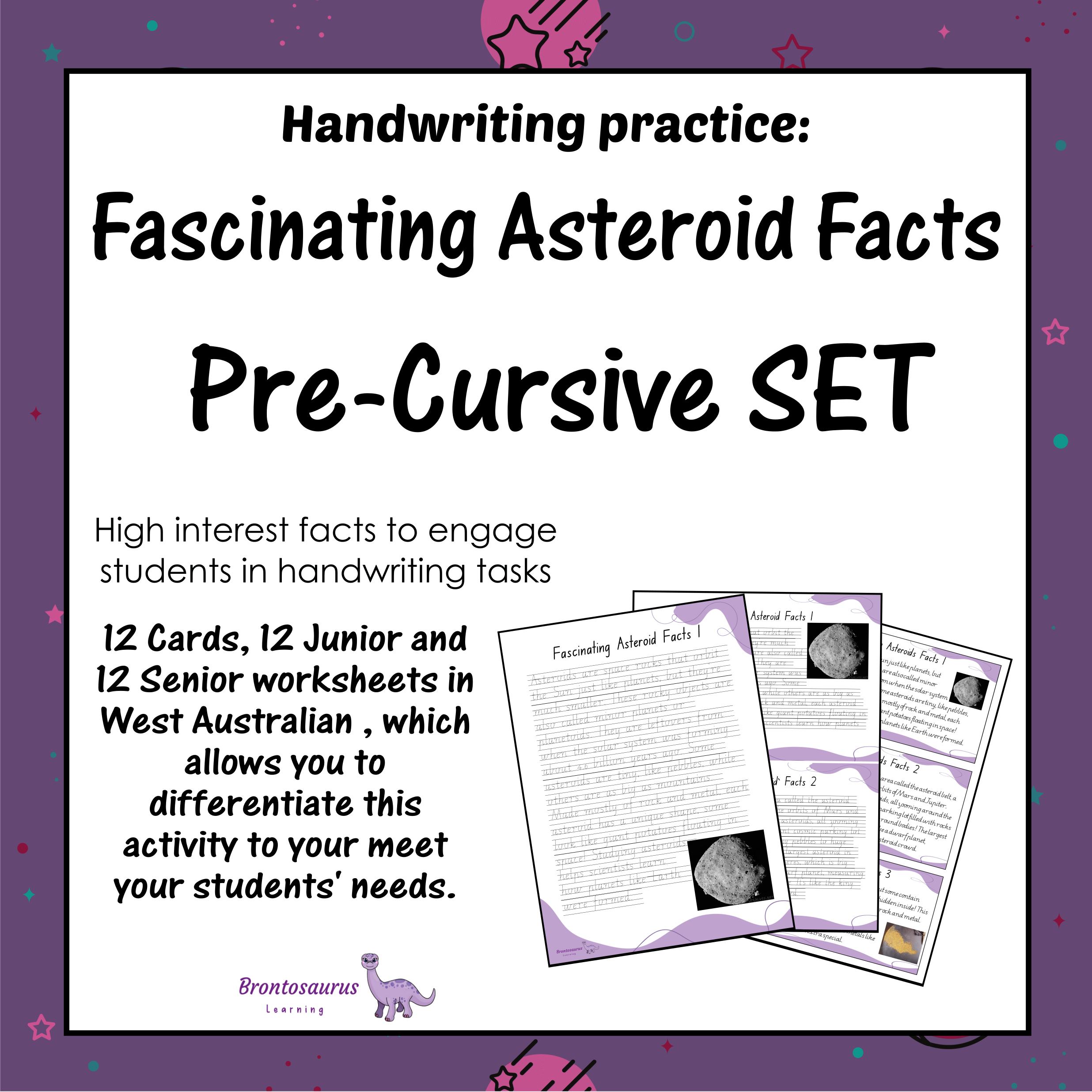 Western Australia Space 9 ASTEROIDS Pre-cursive Set cover image