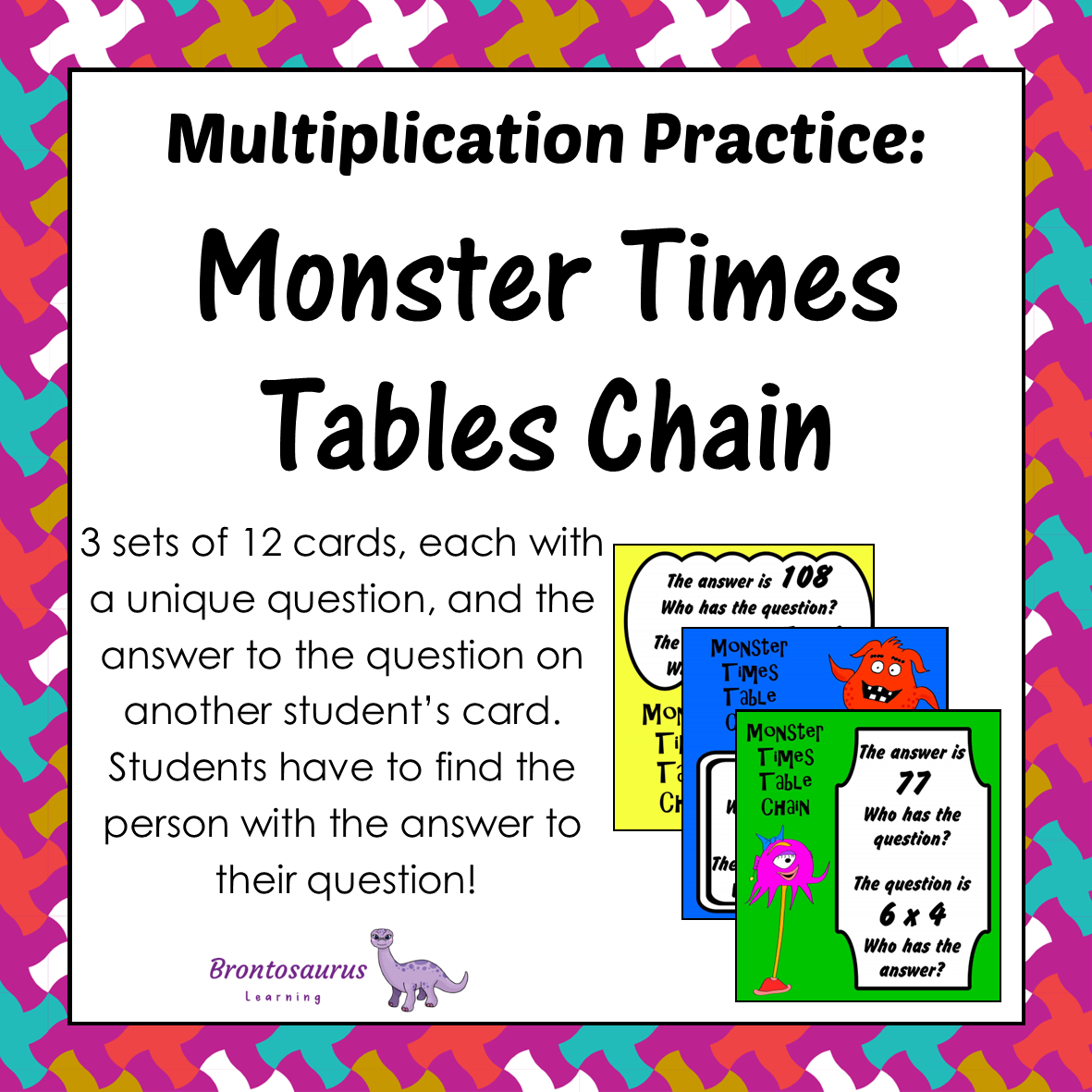 Number 5 Monster Times Tables Chain