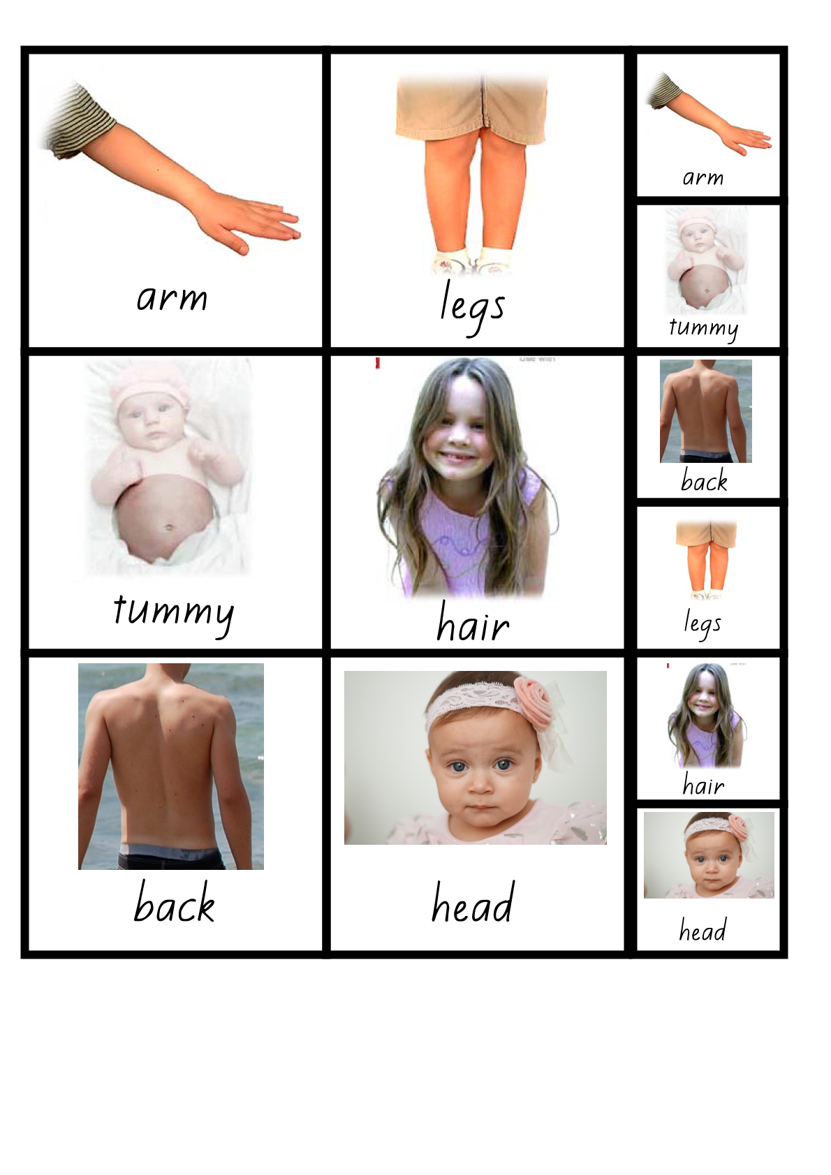 Additional resource page preview for Body Parts Visual Aid Cards