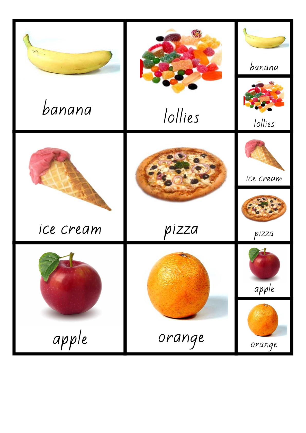 Food 2 Student resource page preview for Food Visual Aid Cards