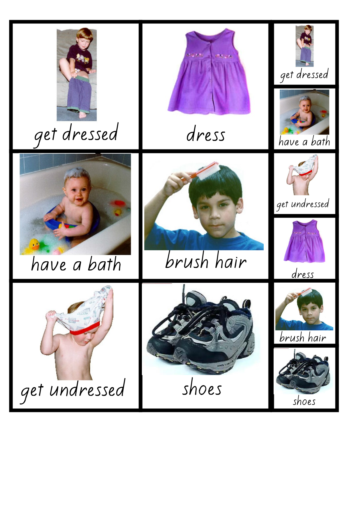 Student resource page preview for Getting Ready Visual Aid Cards