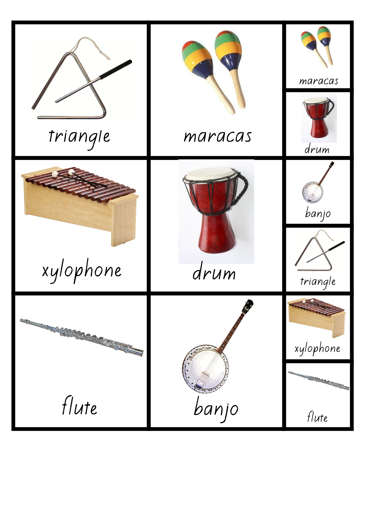 Additional resource page preview for Musical Instruments Visual Aid Cards